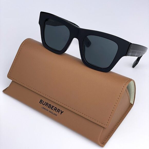 NEW Burberry ERNEST BE4360 399687 Black Dark Gray Square Men Sunglasses - Picture 1 of 10